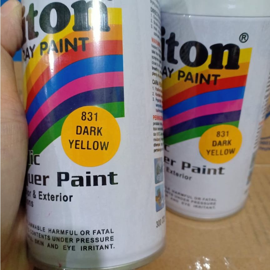 SOLID COLOURS DITON Spray Paint Acrylic Lacquer Paint Pilox Pilok Cat Semprot - 831 DARK YELLOW / KUNING TUA / KUNING GELAP (300cc / 300ml)