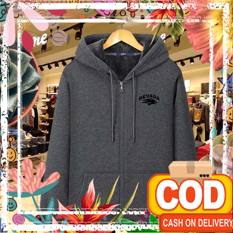 COD Jaket Hoodie Resleting Nevada Logo Hitam Pria & Wanita Bahan Flece Non Lebel Premium Quality, Ja