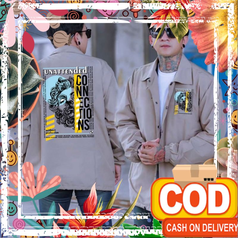 SRA - Jaket Coach Pria Wanita Distro Big Size L XL XXL Warna Cream Casual Original Terbaru King Off 