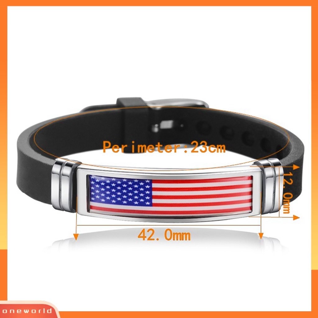 [EONE] Gelang Silikon Adjustable Geometris Patriotic Commemorative Nyaman Dekorasi Piala Dunia Stainless Steel Pria Wanita Bendera Gelang Fashion Perhiasan Untuk Pemandangan Permainan