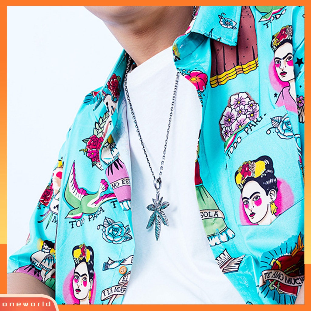 [EONE] Unisex Kalung Panjang Hip Hop Hias Pesona All-match Perhiasan Hadiah Baja Titanium Pria Wanita Daun Maple Hexagram Kompas Liontin Kalung Sweater Rantai Untuk Pakaian Sehari-Hari