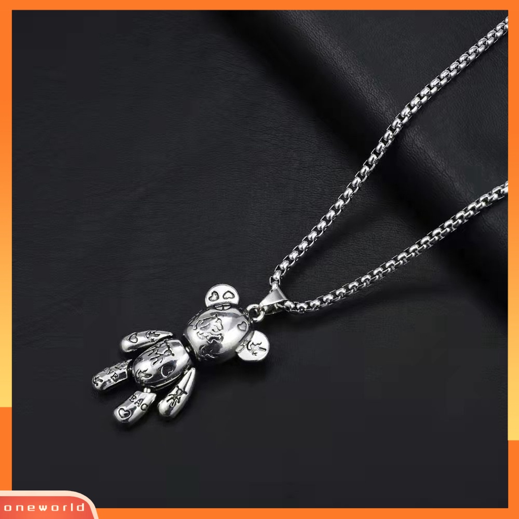 [EONE] Pria Kalung Hip Hop Punk Sendi Bergerak Hypoallergenic High Gloss Hadiah Fashion Perhiasan Robot Beruang Liontin Sweater Necklace Untuk Pesta