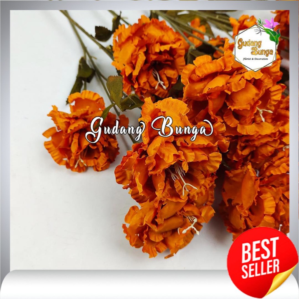 Peony Rush Cabang 3 Bunga artificial Imitasi kain untuk Dekorasi Hiasan cafe, kamar, rumah, dan dekorasi wedding atau pelaminan Import artificial palsu kain premium termurah