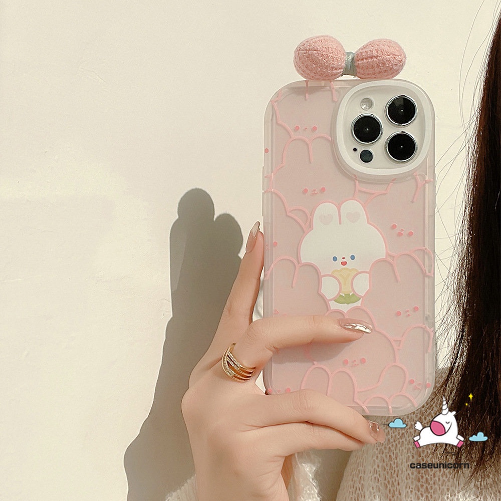 Casing Pink 3D Ikatan Simpul Hias Case Untuk Infinix Smart 5 6 Hot 10T 10 11 10s 11s 9 Play Hot 11 10 Lite 10T 10s 11s Note 8 Kartun Kelinci Lucu Tulip Lembut Tpu Phone Cover