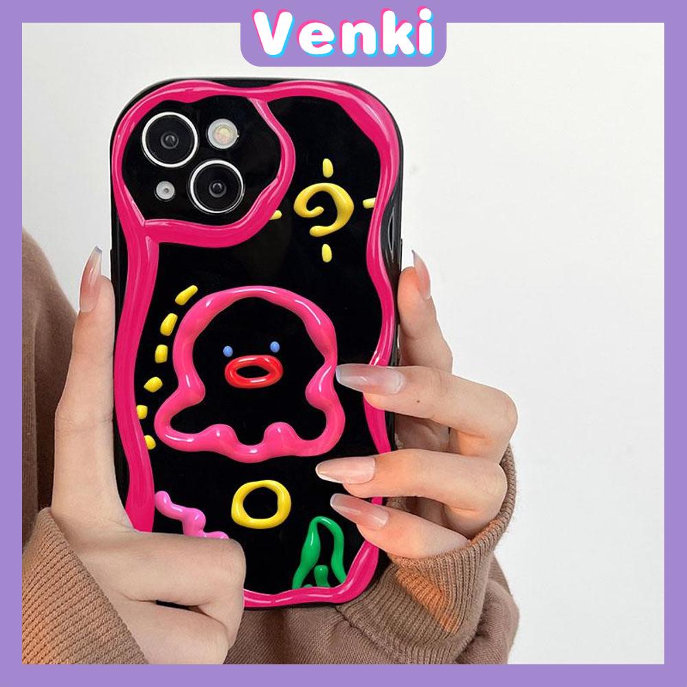 VENKI - For iPhone 11 iPhone Case Black Glossy TPU Soft Case Shockproof Protection Camera Abstract Cartoon Compatible with iPhone 14 13 Pro max 12 Pro Max xr xs max 7Plus 8Plus