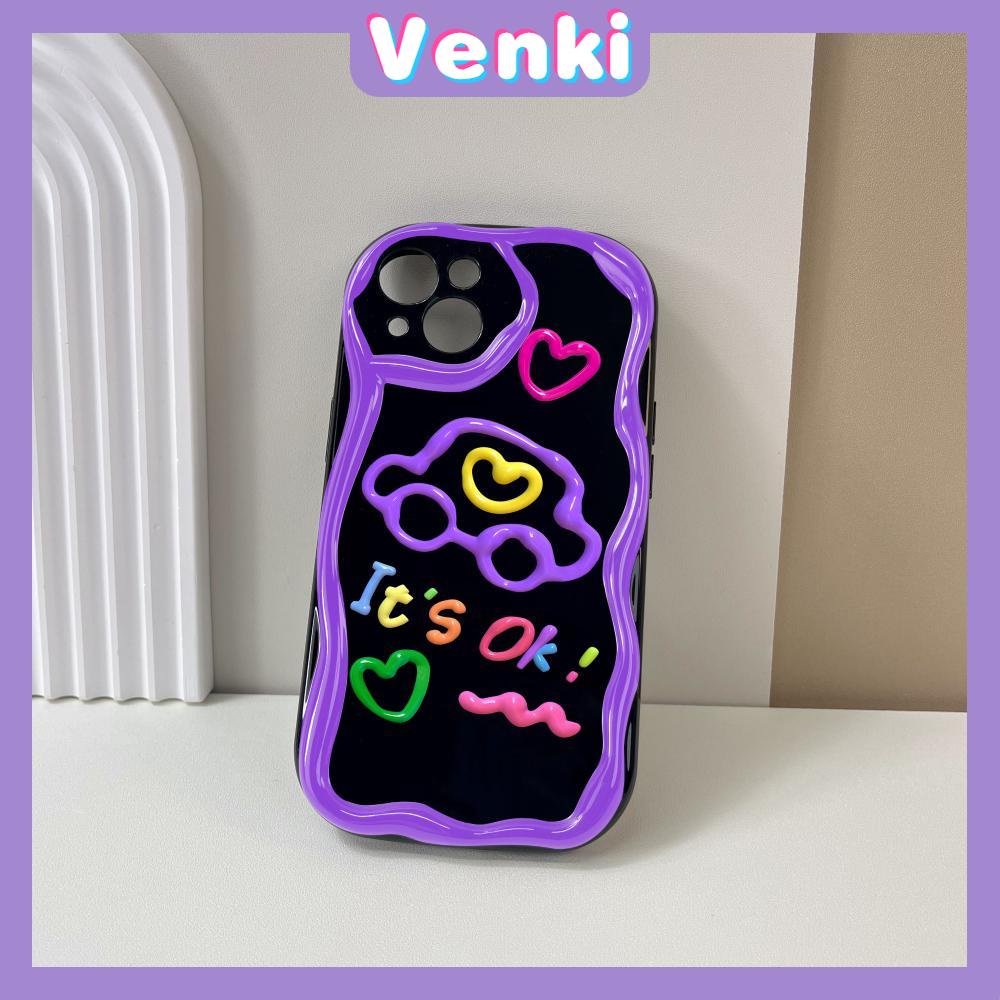 VENKI - For iPhone 11 iPhone Case 3D Curved Edge Wave Glossy Black TPU Airbag Shockproof Camera Cover Purple Car Compatible with iPhone 14 13 Pro max 12 Pro Max xr xs max 7 8Plus