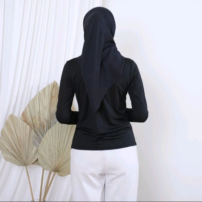 Kaos Baju Manset Pria Wanita Inner hijab kaos Dalam dalaman lengan panjang polos bahan Spandex Bahan Adem