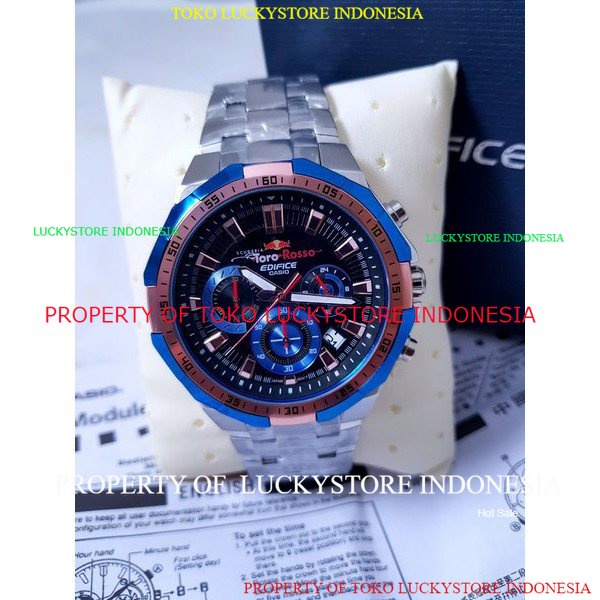Casio Edifice Original Japan EFR 554D  - 1A2VUDF Chain Stainless Silver Toro Rosso Exclusive dan