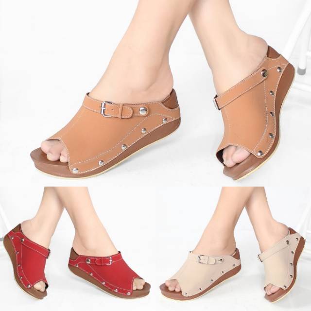 Sendal Wedges Sandal Wanita Wedges Wanita Selop Slop Hak Tinggi Casual Murah