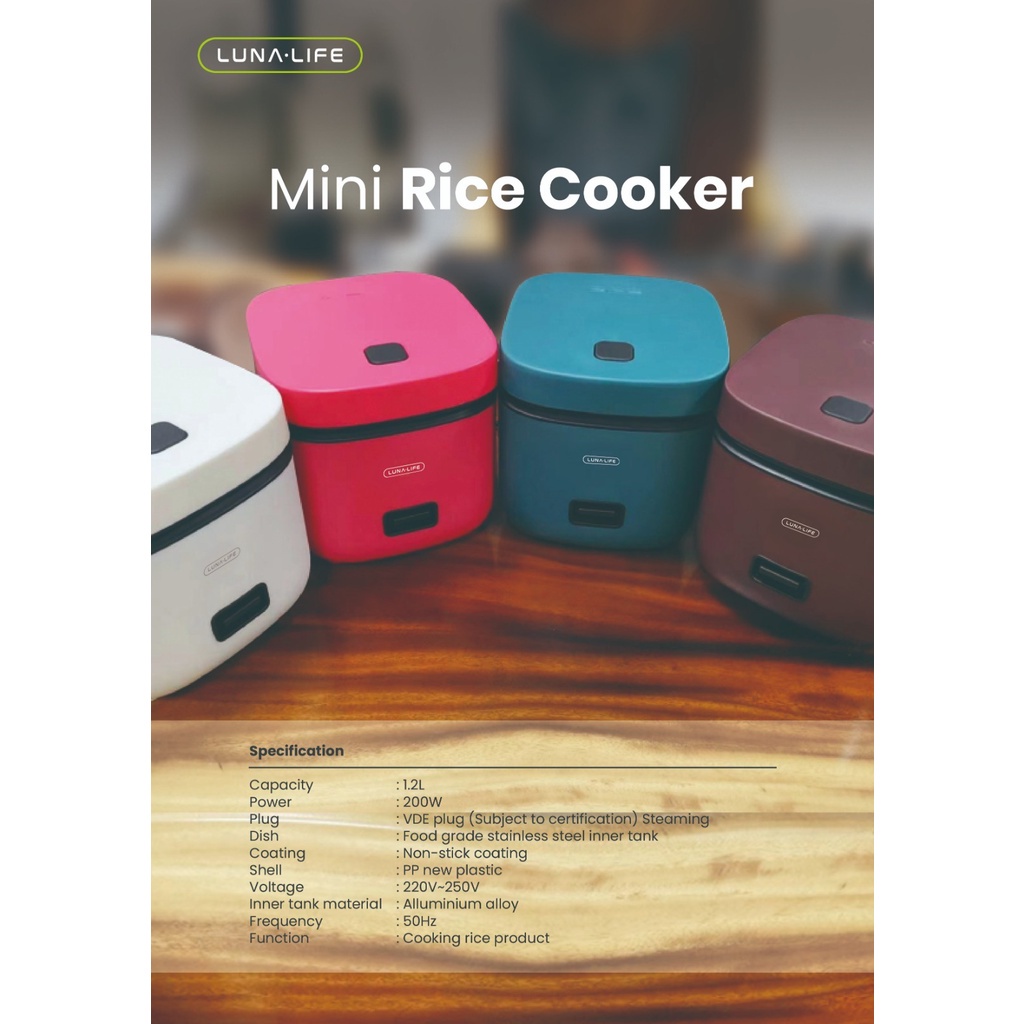LUNA Rice Cooker Mini Penanak Nasi 200watt SMART Rice Cooker mini 0,8 Liter