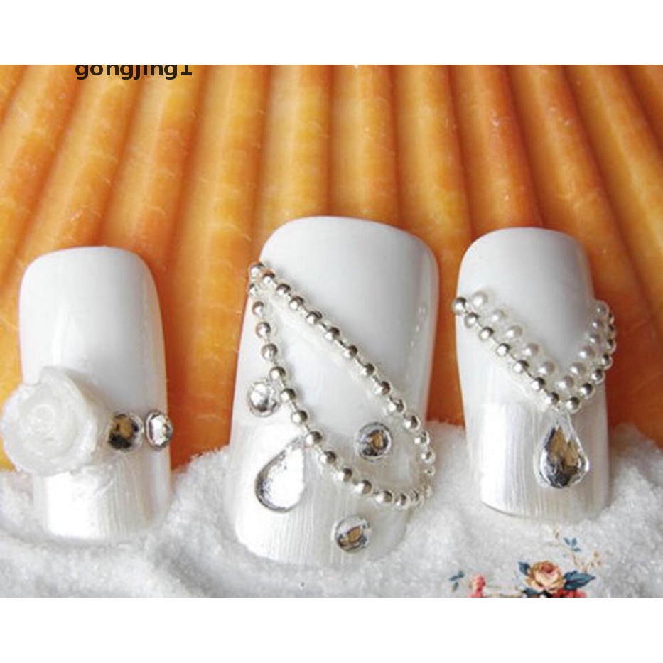 Ggg 1m Nail Art Tips 3D Stiker Logam Glitter Striping Bola Manik-Manik Rantai Dekorasi ID