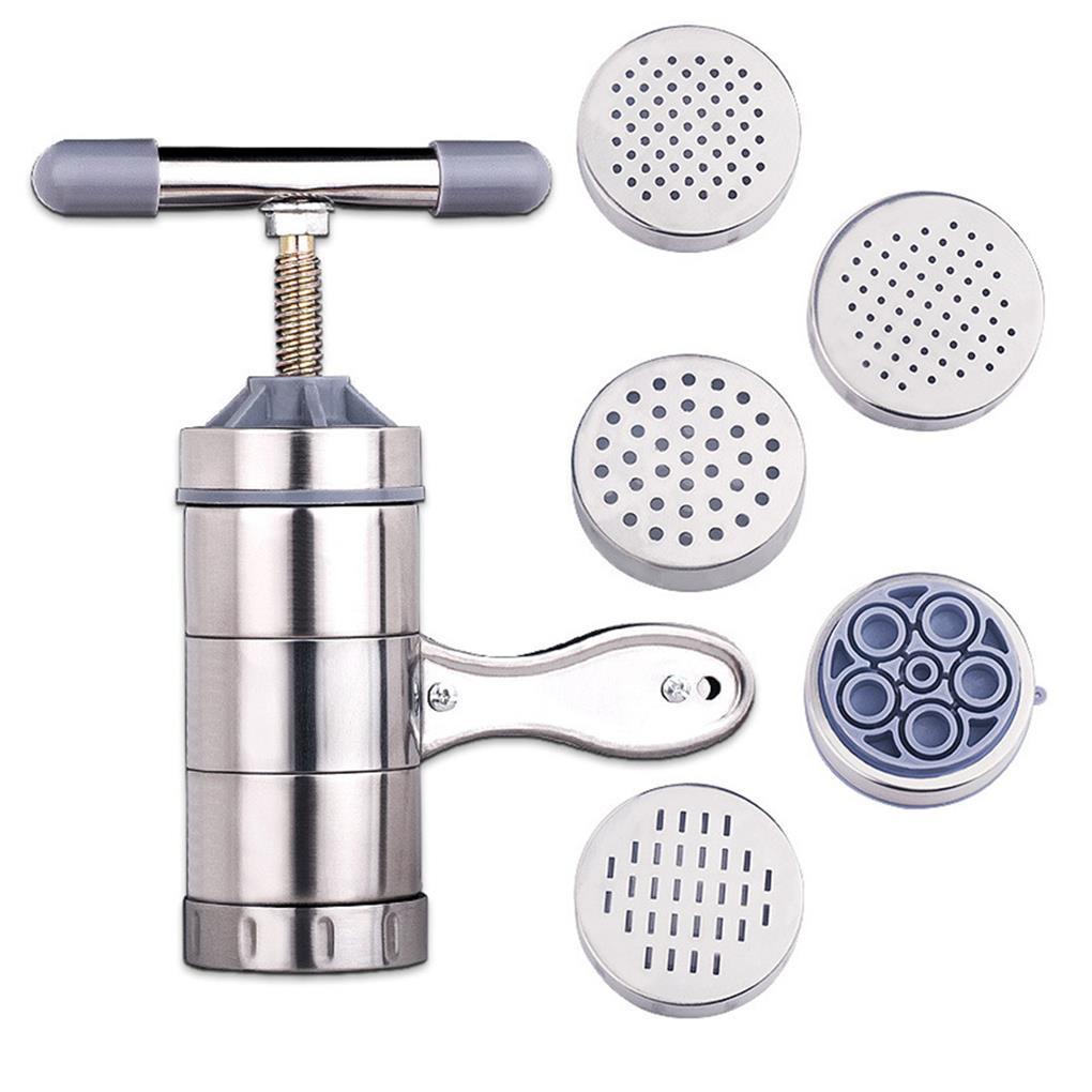 Alat Pembuat Mie Manual Stainless Steel Dengan 5cetakan Berbeda Mesin Pembuat Pasta Rumah Tangga