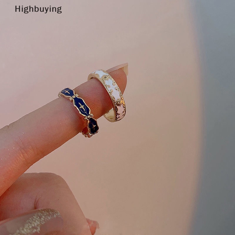 Hbid Fashion Enamel Berwarna Terbuka Cincin Untuk Wanita Vintage Tetes Minyak Ins Gaya Halus Silang Cincin Perhiasan Yang Sesuai Dengan Pasangan Barang Glory