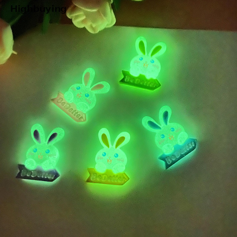 Hbid 5pcs DIY Fluorescence Rabbit Bunny Resin Aksesoris Untuk Bahan Crafg Perhiasan Ch Supply Seni Dekorasi Glory