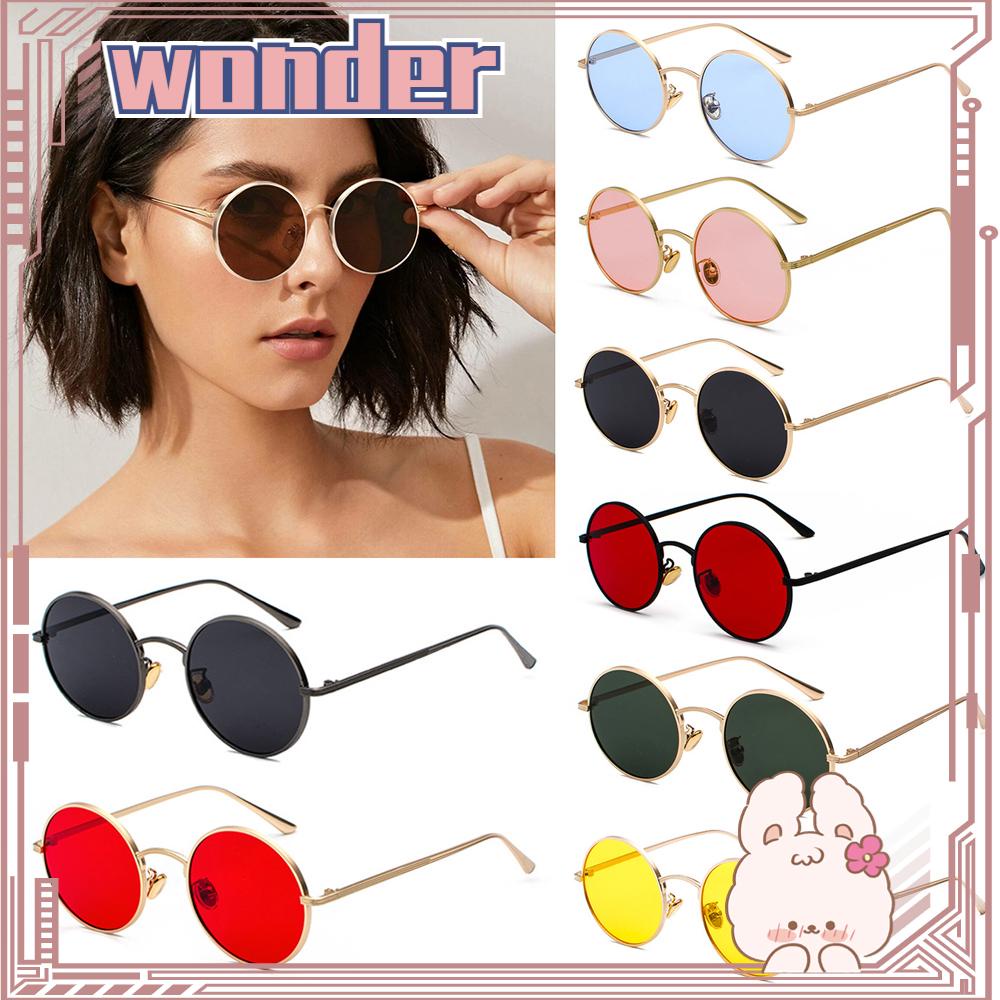 Wonder Vintage Kacamata Hitam Pria Dan Wanita Perlindungan UV Eyewear Round Sunglasses