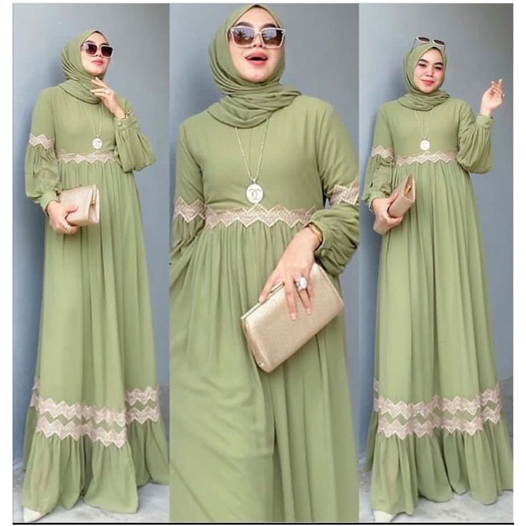 GAMIS STORE - Kimiko Lace Dress Gamis Muslim Cerutty Babydoll Premium Fashion Gaun Wanita Kondangan Lebaran Terbaru