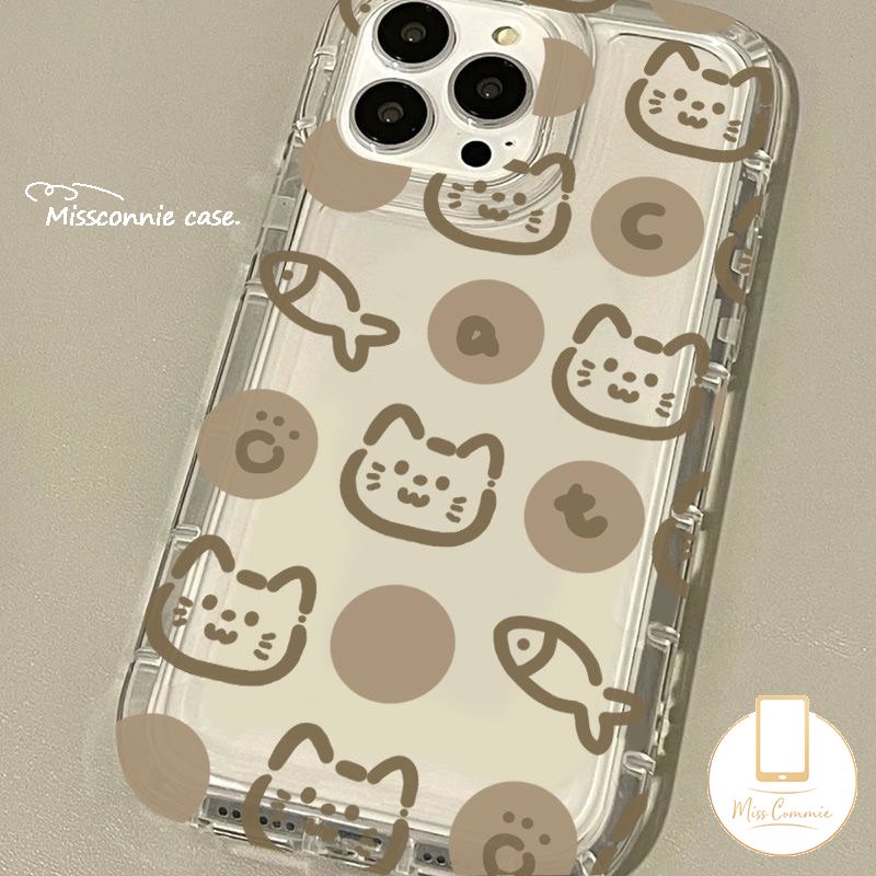 Case Untuk Redmi Note 10s 11s 8 9 11 10 10 PRO MAX Redmi 12C 10C 10A 9 9A 9T 9C NFC 10 A1 POCO F4 INS Korea Lucu Simple Kucing Ikan Shockproof Airbag Lembut Penutup Belakang