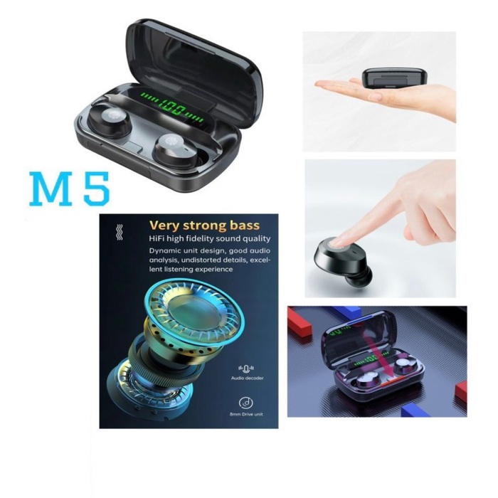 Handsfree Earphone Bluetooth TWS M5 V5.1 BT Wireless