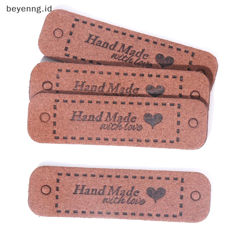 Beyen 20Pcs Tag Handmade Dengan Label Cinta Tag Pakaian DIY Kerajinan Jahit 56 * 15MM ID