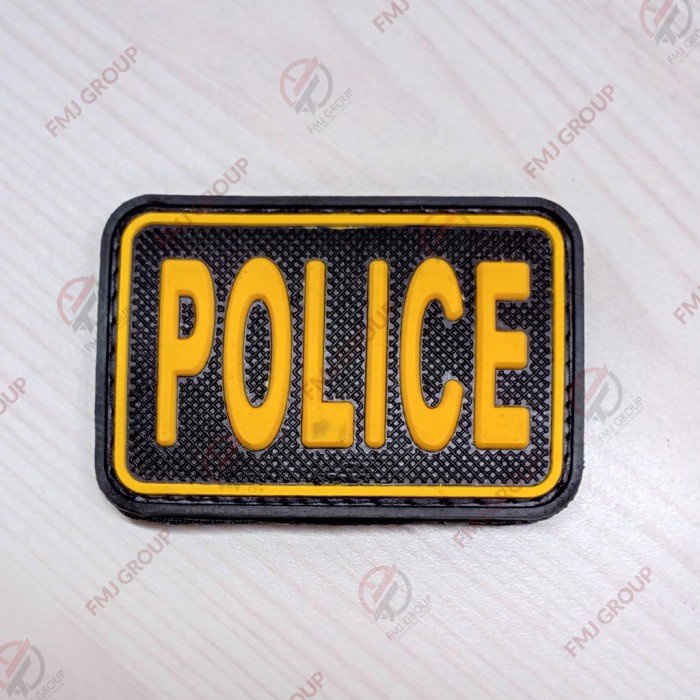 Emblem Logo Karet POLISI Perepet Patch Rubber Logo POLISI Merah Biru Bet