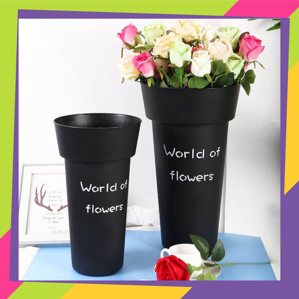 1865D2 / Pot bunga plastik world of flowers / Vas bunga hias tanaman artificial