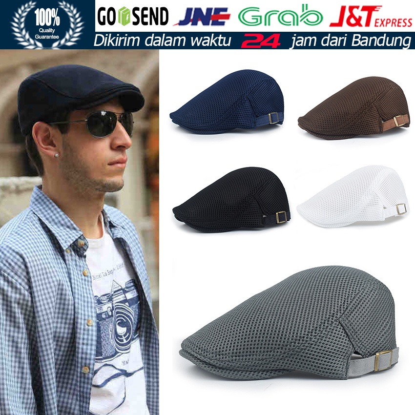 Musim Panas Versi Korea Topi Baret / Topi Newsboy Model Datar Bahan Mesh Breathable Beraneka Warna