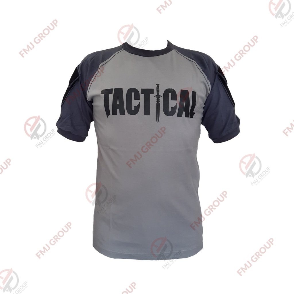 Kaos TACTICAL Lengan Pendek Abu Kombinasi / Kaos TACTICAL Abu / Kaos Sablon TACTICAL