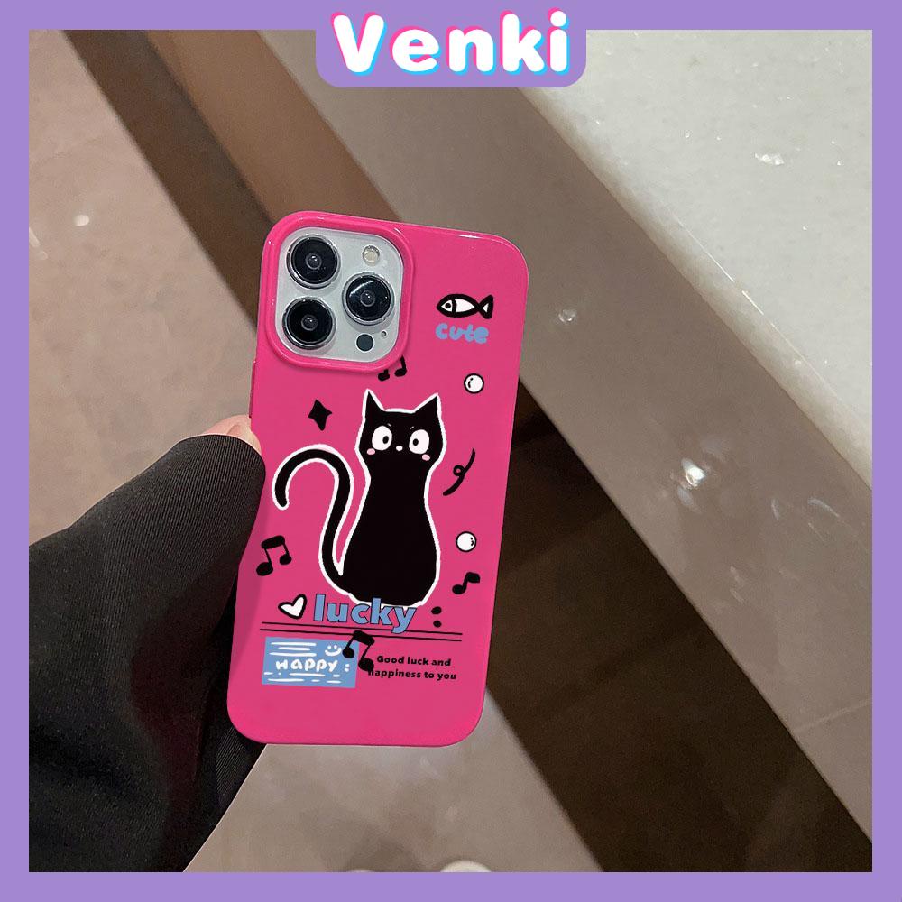 VENKI - For iPhone 11 iPhone Case Red Glossy TPU Soft Case Shockproof Protection Camera Cute Black Cat Compatible with iPhone 14 13 Pro max 12 Pro Max xr xs max 7Plus 8Plus