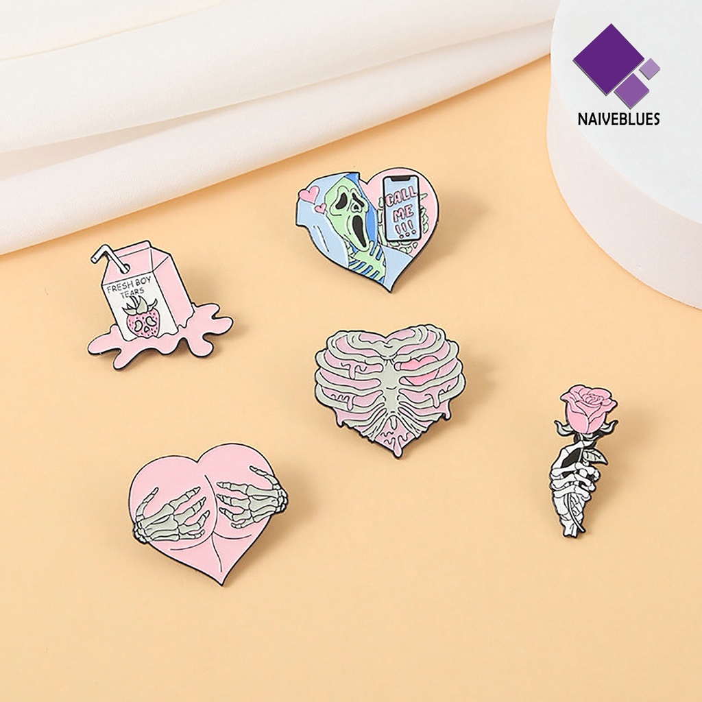 &lt; Naiveblues &gt; Kartun Bros DIY Enamel Kepribadian Multi-Gaya Paduan Solid Kerangka Mawar Lapel Fashion Perhiasan