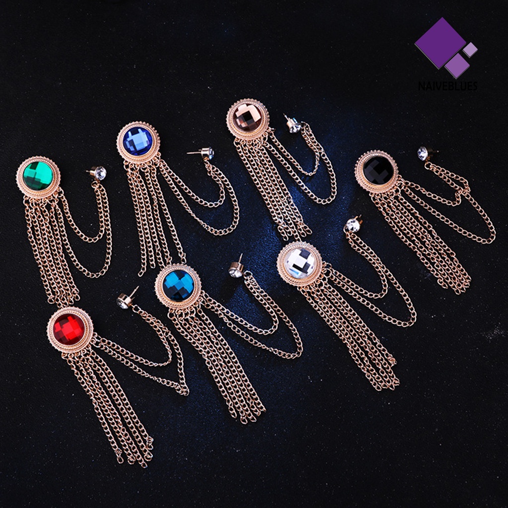 &lt; Naiveblues &gt; Lencana Pin Rantai Berkilau Electroplating Hias Vintage Up Colorfast Suit Rumbai Pin Perhiasan