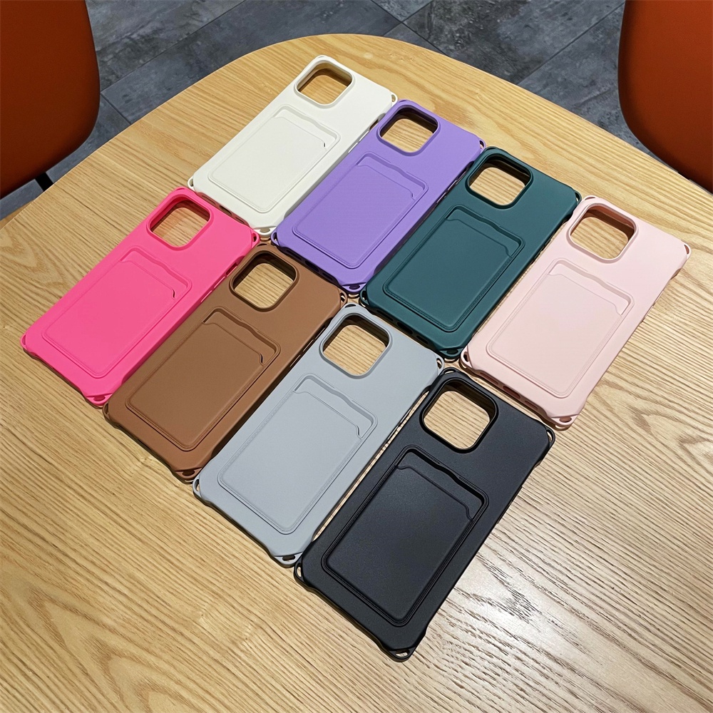 IPHONE Paket Lengkap TPU Soft Card Casing Cocok Untuk Iphone14 13 12 11 Pro Max Empat Sudut Kuat Anti Jatuh Casing Kartu Warna Murni