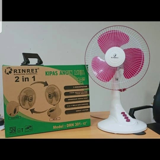 Kipas Angin Meja/ Desk Fan Rinrei 12 In Garansi 12 Bulan