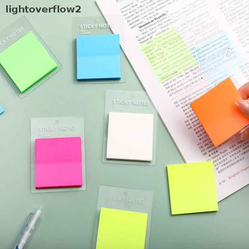 [lightoverflow2] 50sheets Transparan Sticky Notes Waterproof Colorful Clear Memo Pad Diposting Memo [ID]