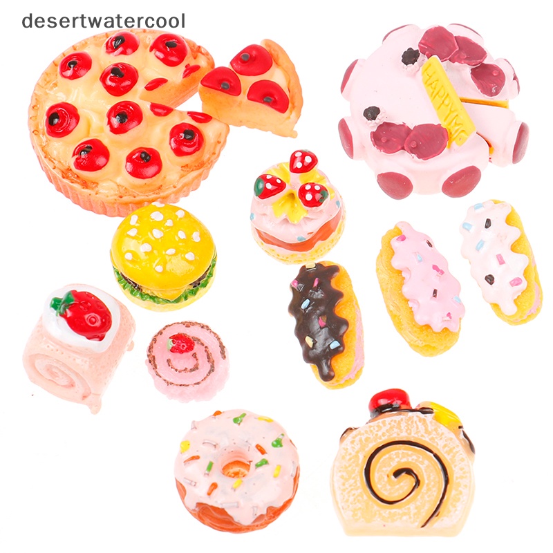 Deid 10pcs Rumah Boneka Miniatur Makanan Dessert Strawberry Roti Kue Ulang Tahun Main Food Martijn