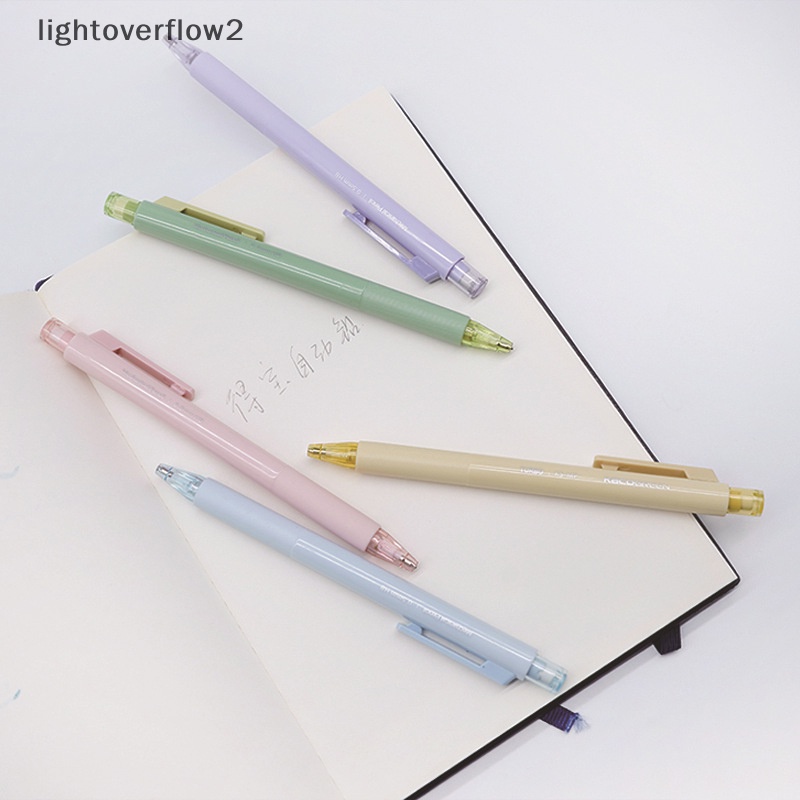 [lightoverflow2] Pensil Mekanik Anti Pecah Core Non-slip Grip Dengan Eraser 0.5mmHB Gaya Sederhana Pendorong Pensil Perlengkapan Sekolah Alat Tulis [ID]