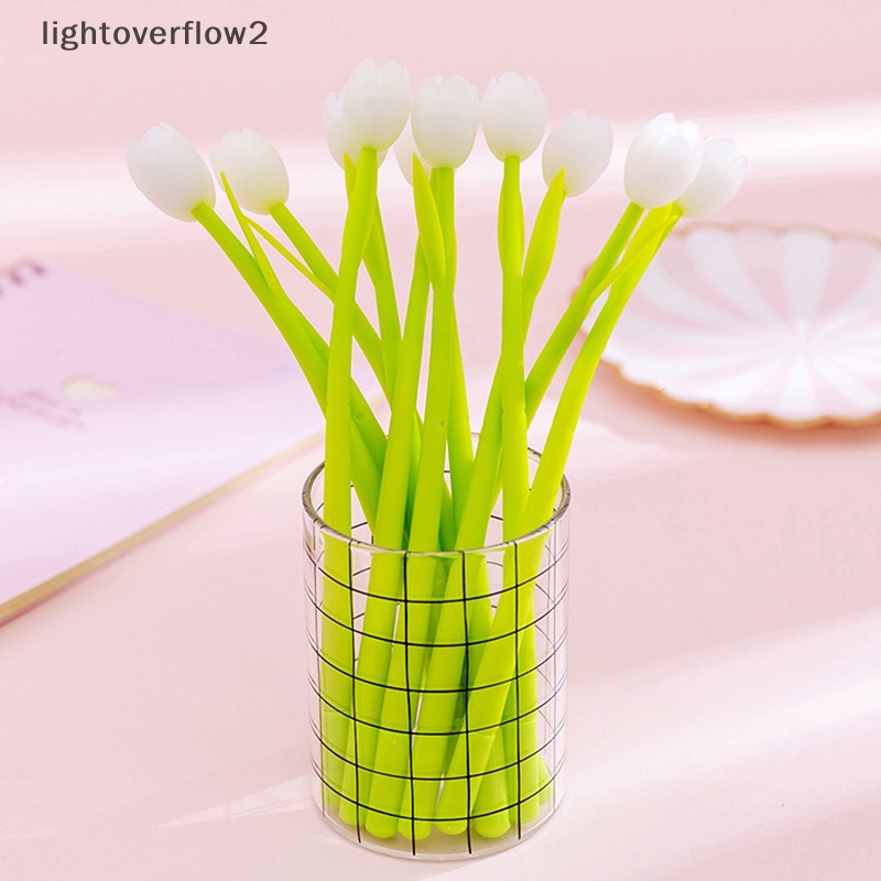 [lightoverflow2] 1pcs Bunga Tulip Kreatif Temukan Cahaya Dan Berubah Warna Gel Pen Bahan Silikon Ujian Mahasiswa Wrig Sig Pen [ID]