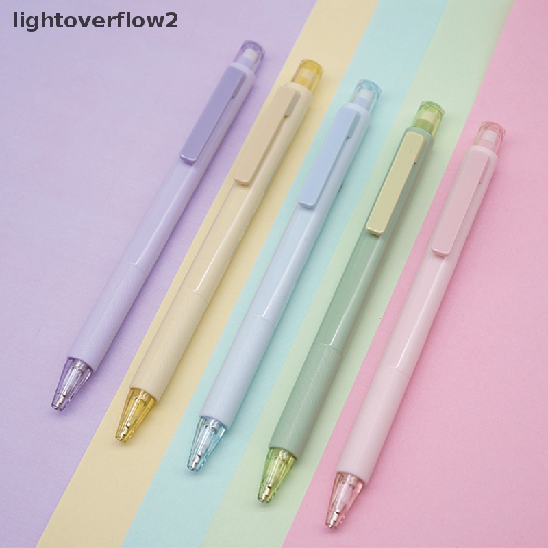 [lightoverflow2] Pensil Mekanik Anti Pecah Core Non-slip Grip Dengan Eraser 0.5mmHB Gaya Sederhana Pendorong Pensil Perlengkapan Sekolah Alat Tulis [ID]