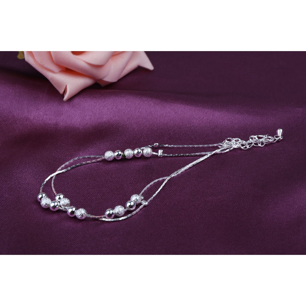 Goldkingdom Aksesoris Perhiasan Fashion Ready Stock Dengan Delapan Manik-Manik Mutiara Buram Dan Perak Berlapis Menjalankan Manik Pergelangan Kaki