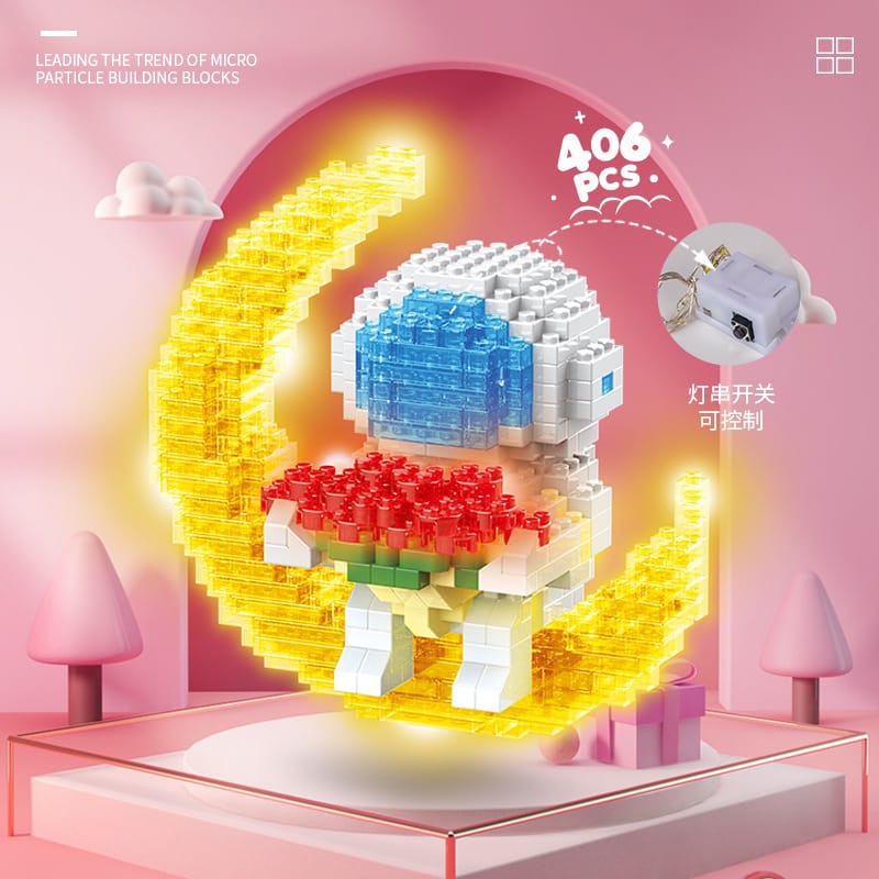 Nano Block Hiasan Bunga Flowers Pot Bunga Model DIY Mainan Balok Buket Mainan Anak-anak Pendidikan dan Mainan Balok Lego Anak Edukasi Karakter Kartun Mainan Balok DIY 3D Puzzle Brick Mini (Bisa Bersinar) / Hiasan cantik rumah