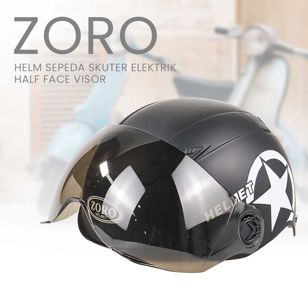 ZORO Helm Sepeda Skuter Elektrik Half Face Visor