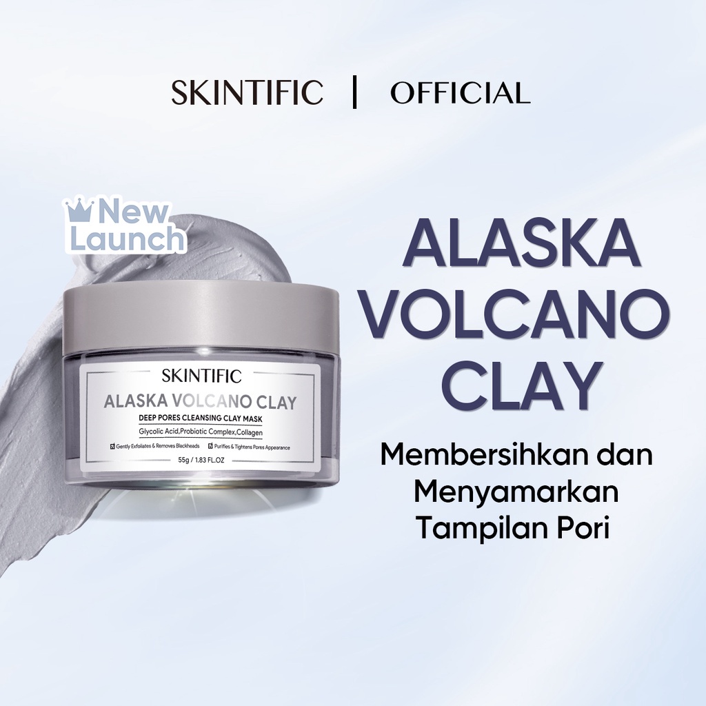 SKINTIFIC Alaska Volcano Clay Mask Masker Komedo Deep Pores Cleansing Mud Mask 55g