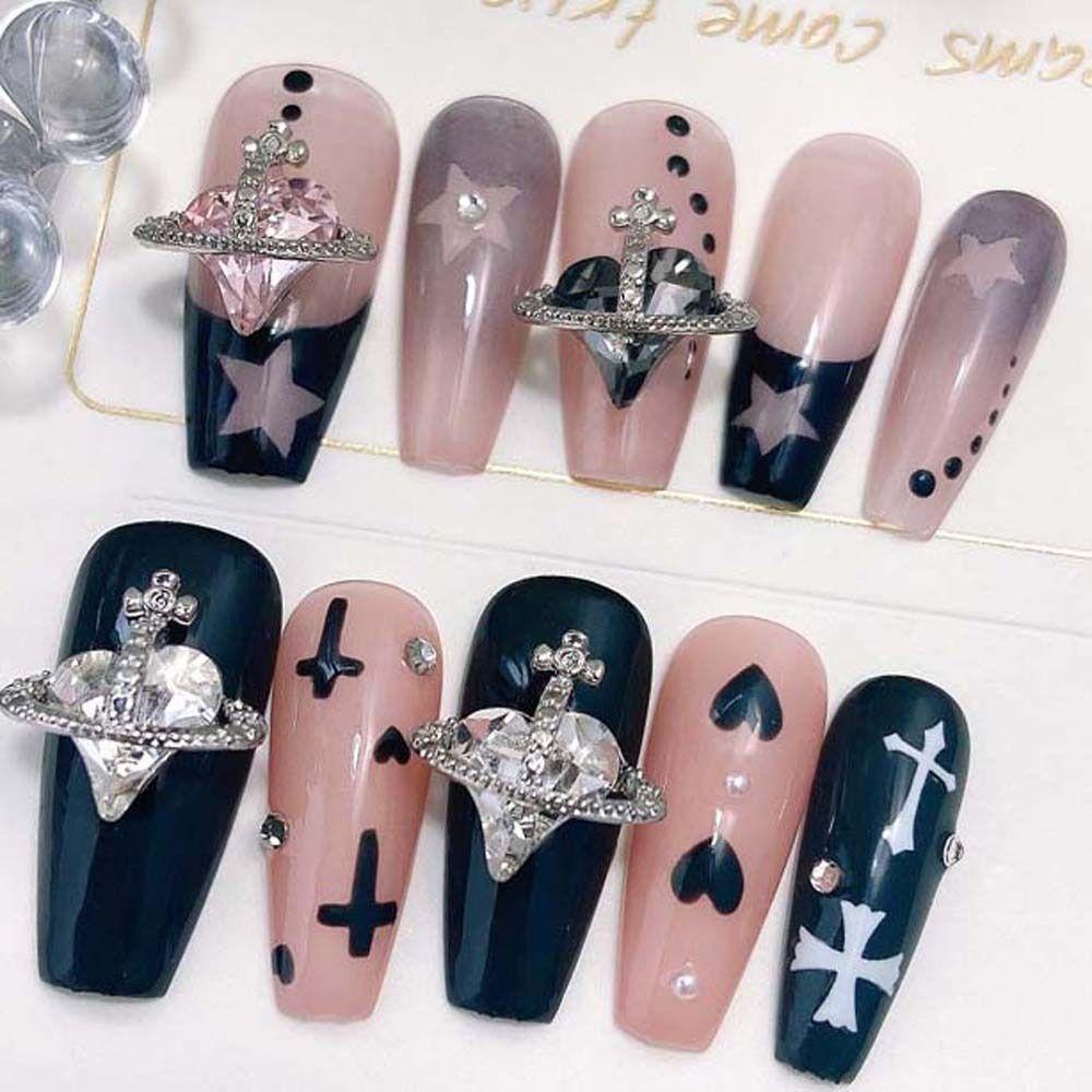 Mxbeauty Kuku Rhinestones Pesona Kuku Wanita Cinta Hati Manikur Aksesoris Jepang Nail Art Alloy 3D Nail Art Drills