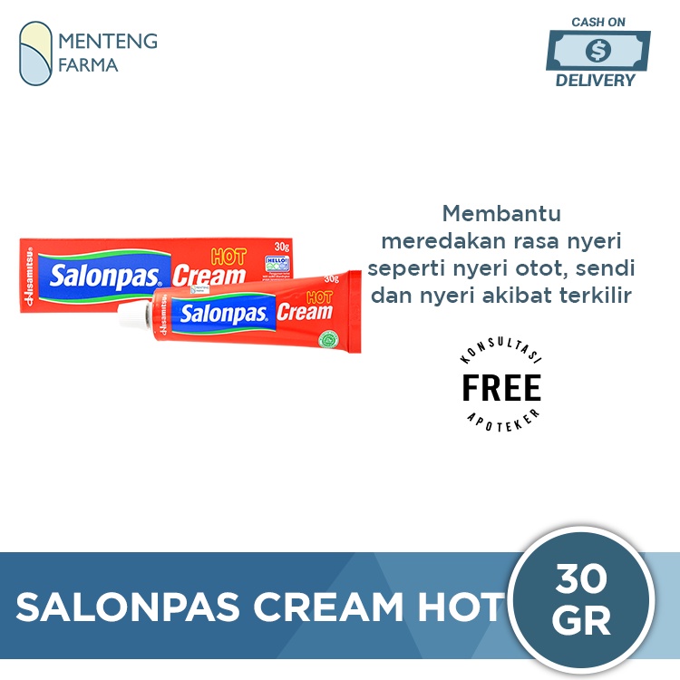 Salonpas Cream Hot 30 Gr - Krim Pereda Nyeri Otot dan Sendi