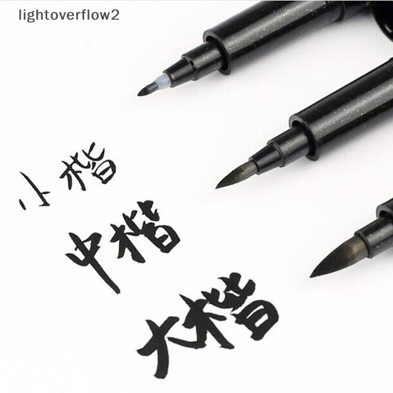 [lightoverflow2] 3pcs/set Pen Kuas Kaligrafi China Jepang Serat Halus Besar/Sedang/Kecil [ID]