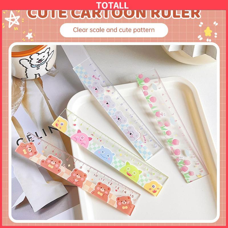 COD 15cm Bear Rabbit Ruler Multifungsi Diy Alat Gambar Siswa Kartun Penggaris Double-Totall