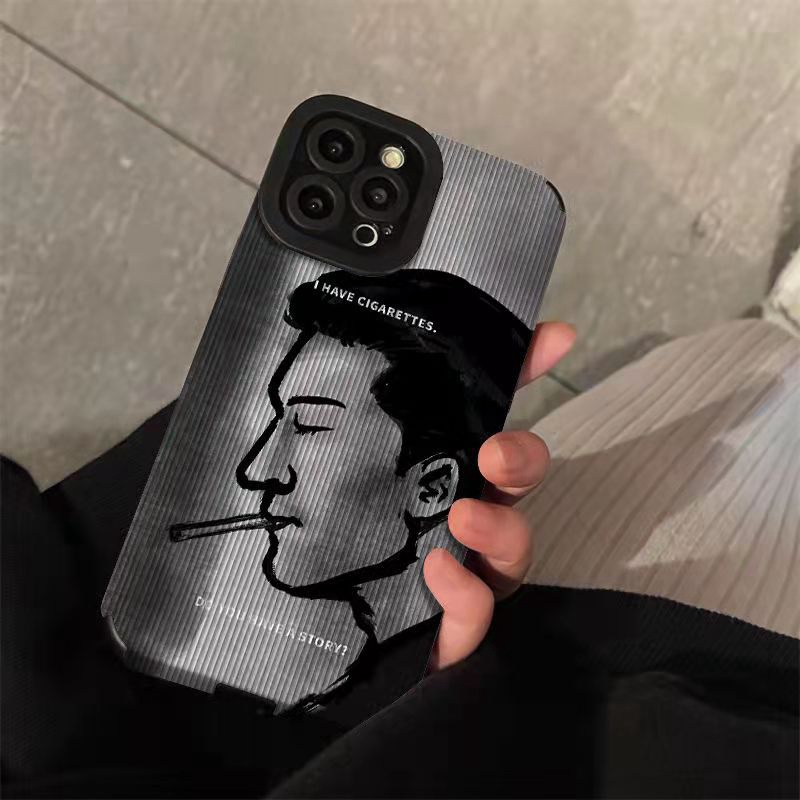 Kulit Jadi Keren Merokok Cowok Pria Man Soft Case IPhone 6S 7 plus 8 Plus X XS XR XS Max 11 13 12 14 PRO Max 14 Plus 12 13 mINI SE Phone Case Hitam