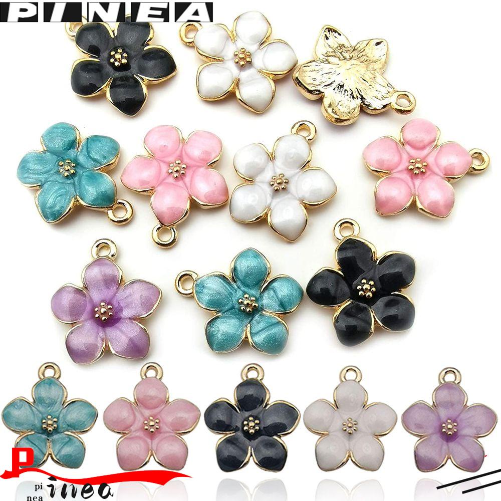 Nanas 10 Pcs Enamel Bunga Charms DIY Aksesoris Anting Gelang Handmade Sakura Liontin