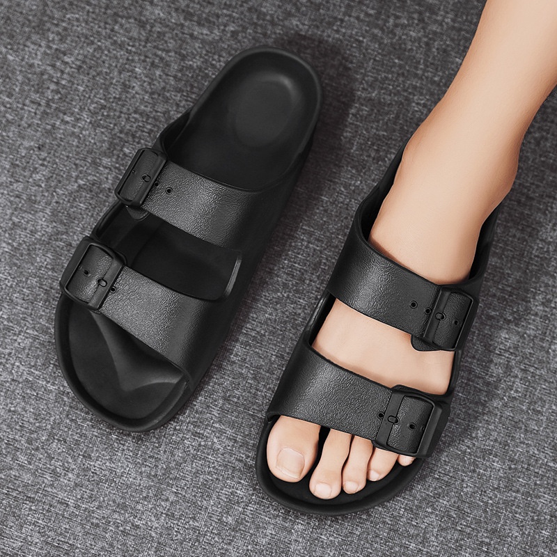 Geje Apparel - Sandal Slop Karet Pria Gesper Double Strap