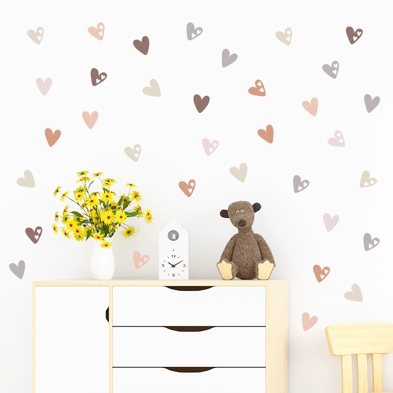 3lembar Stiker Dinding Gaya Boho Trendi Bentuk Hati/Perekat Diri Tahan Air Debu Wallpaper Untuk Ruang Tamu Kamar Tidur Kamar Anak/DIY Dekorasi Rumah Hangat