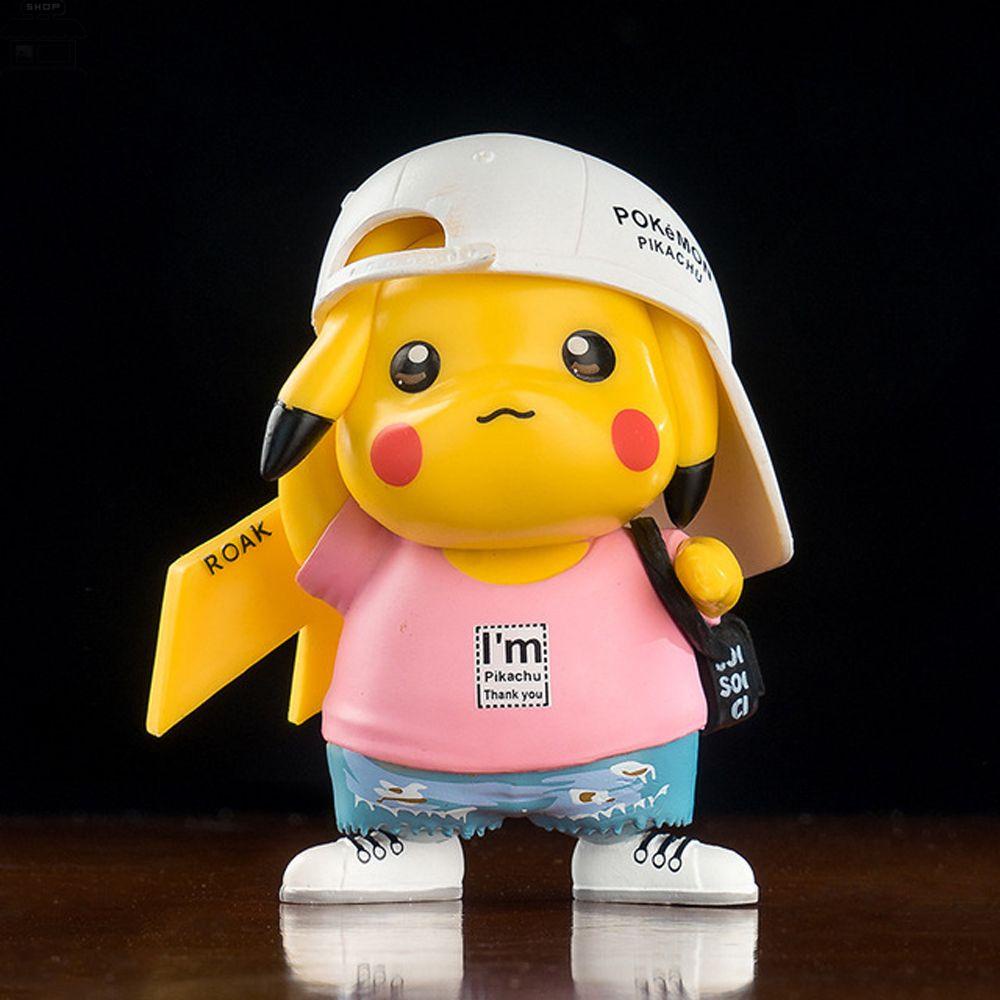 Hadiah Model Figure Pokemon Agustinina Untuk Anak 8cm Model Mainan Baju Denim PVC Pikachu